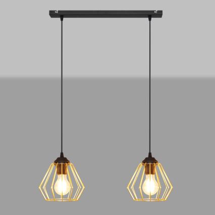 Candelabro suspenso AGAT 2xE27/15W/230V dourado/preto