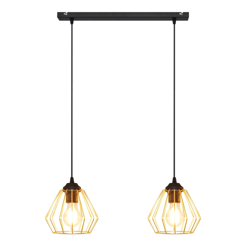 Candelabro suspenso AGAT 2xE27/15W/230V dourado/preto