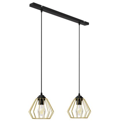 Candelabro suspenso AGAT 2xE27/15W/230V dourado/preto