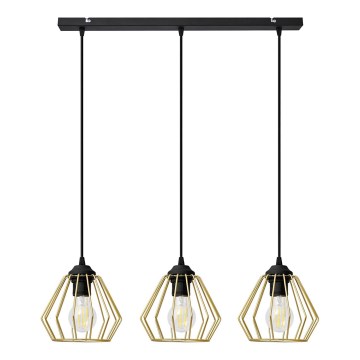 Candelabro suspenso AGAT 3xE27/15W/230V dourado/preto