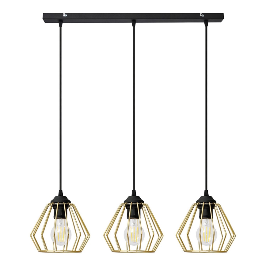 Candelabro suspenso AGAT 3xE27/15W/230V dourado/preto