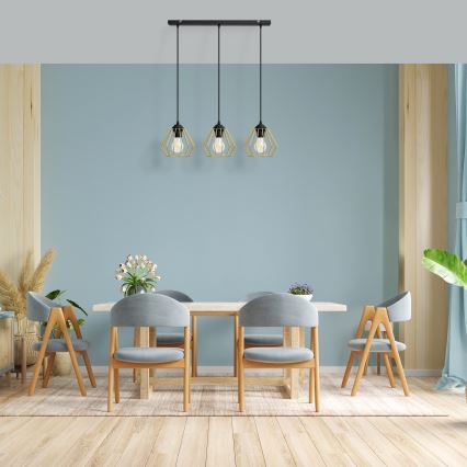 Candelabro suspenso AGAT 3xE27/15W/230V dourado/preto