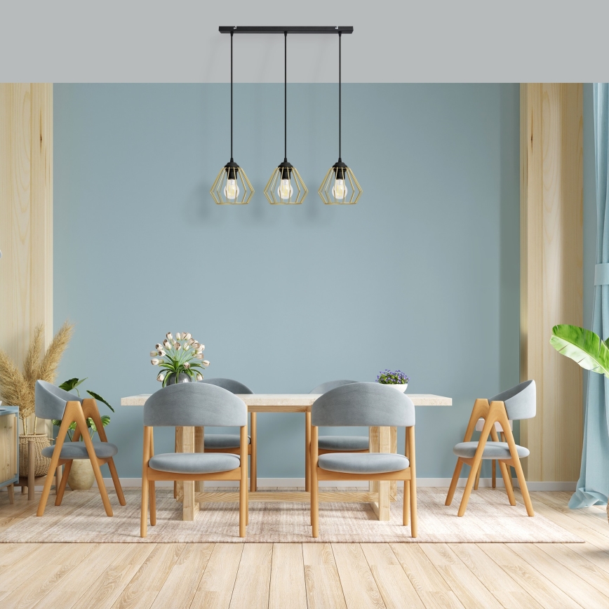 Candelabro suspenso AGAT 3xE27/15W/230V dourado/preto