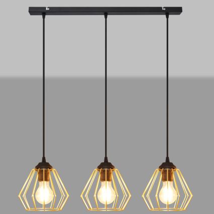 Candelabro suspenso AGAT 3xE27/15W/230V dourado/preto
