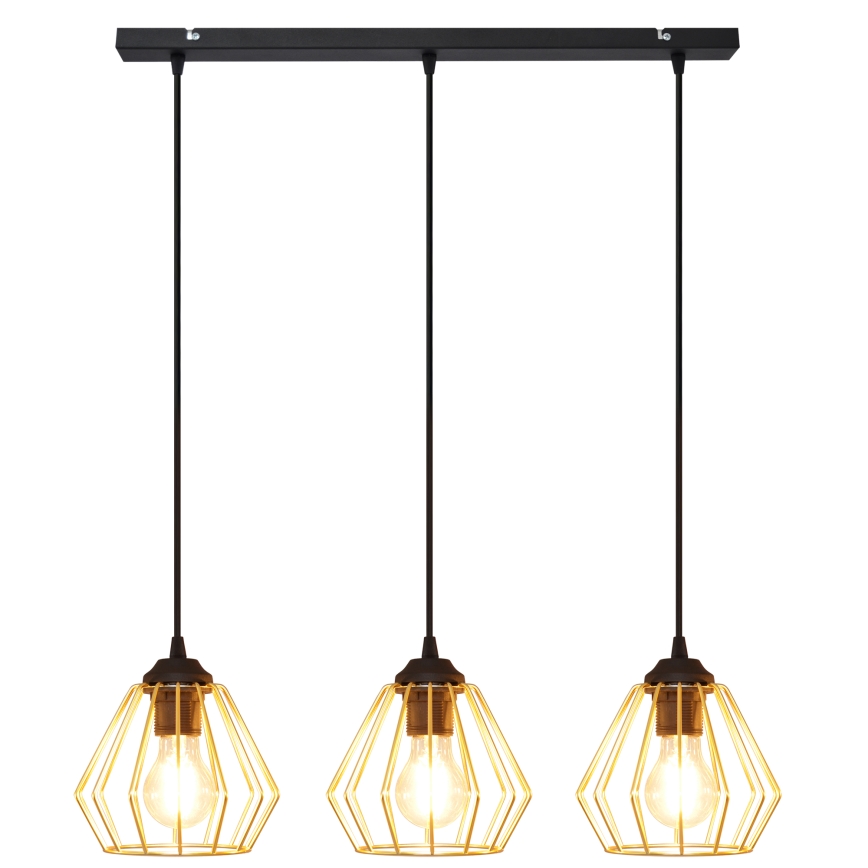 Candelabro suspenso AGAT 3xE27/15W/230V dourado/preto