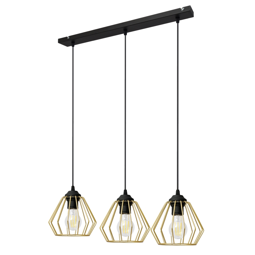 Candelabro suspenso AGAT 3xE27/15W/230V dourado/preto