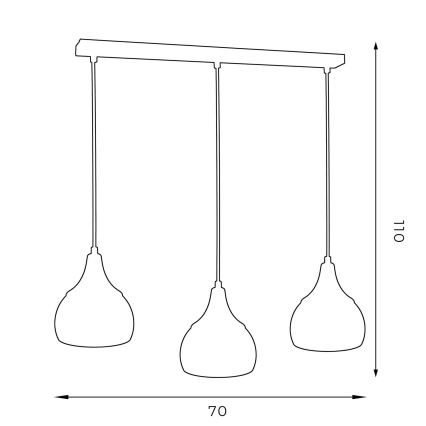 Candelabro suspenso AKTAN 3xE27/60W/230V preto