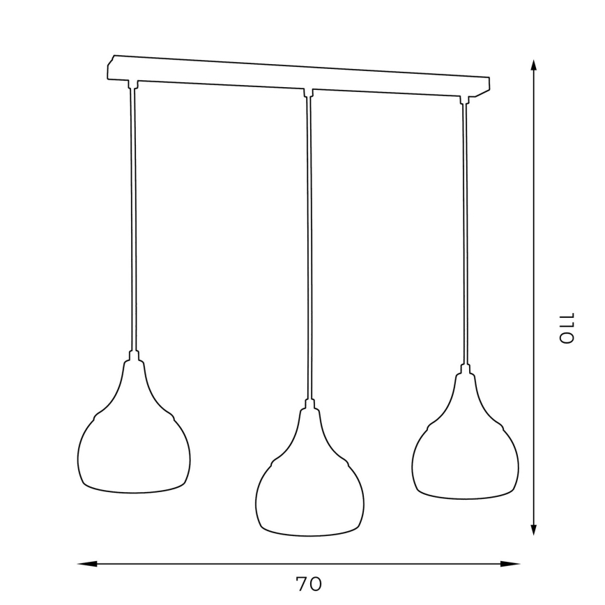 Candelabro suspenso AKTAN 3xE27/60W/230V preto