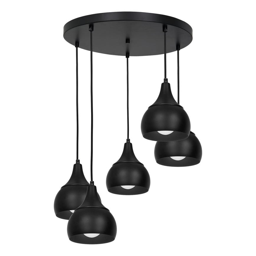 Candelabro suspenso AKTAN 5xE27/60W/230V preto redondo