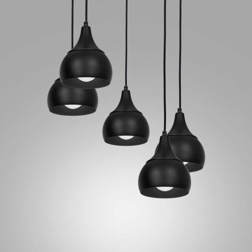Candelabro suspenso AKTAN 5xE27/60W/230V preto redondo
