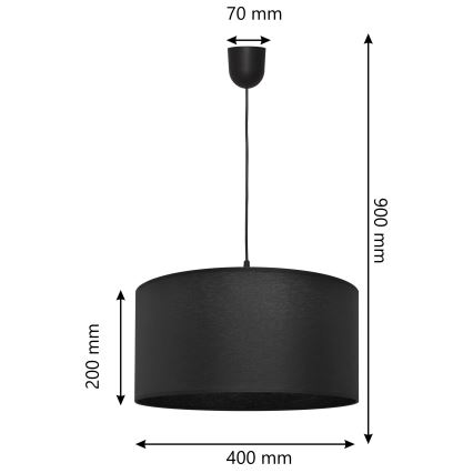 Candelabro suspenso ALBA 1xE27/15W/230V d. 40 cm preto