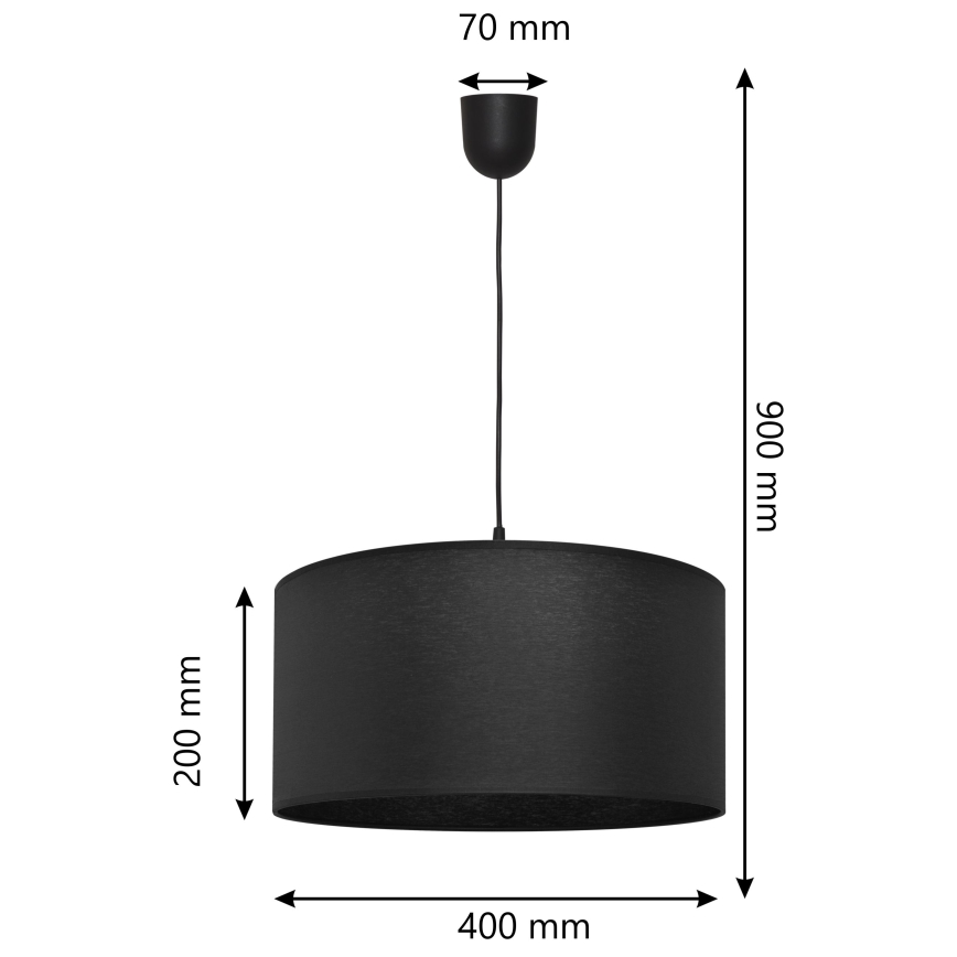 Candelabro suspenso ALBA 1xE27/15W/230V d. 40 cm preto