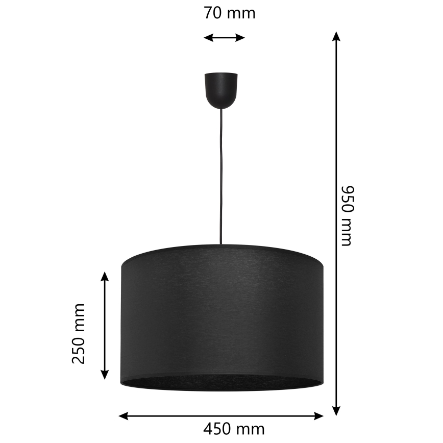 Candelabro suspenso ALBA 1xE27/15W/230V d. 45 cm preto