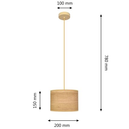 Candelabro suspenso ALBA 1xE27/15W/230V diâmetro 20 cm castanho