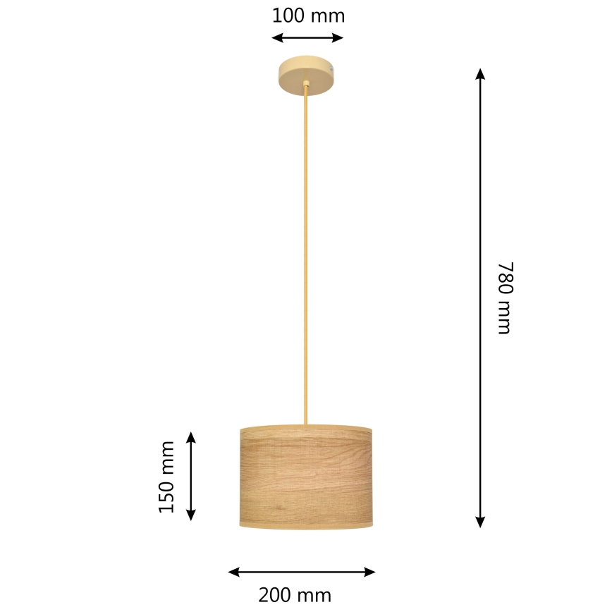 Candelabro suspenso ALBA 1xE27/15W/230V diâmetro 20 cm castanho
