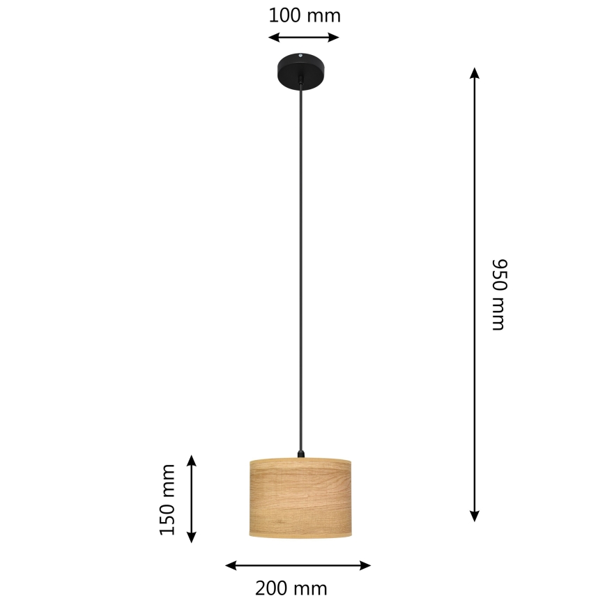 Candelabro suspenso ALBA 1xE27/15W/230V diâmetro 20 cm castanho/preto