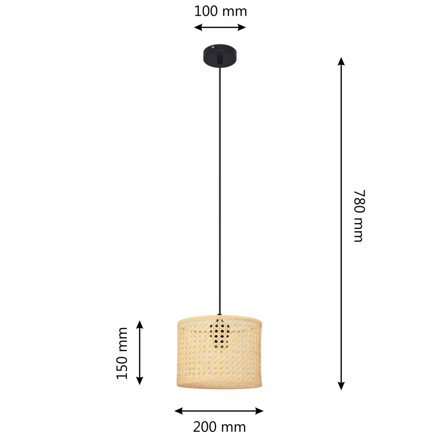 Candelabro suspenso ALBA 1xE27/15W/230V diâmetro 20 cm vime/preto