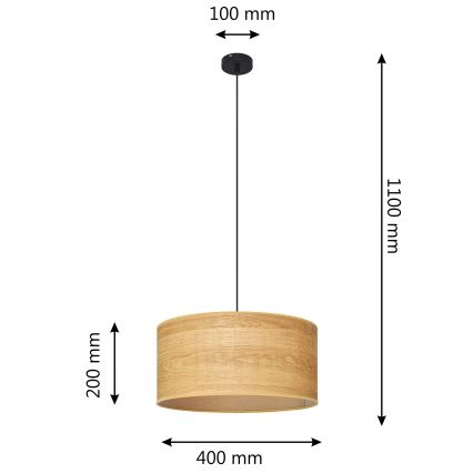Candelabro suspenso ALBA 1xE27/15W/230V diâmetro 40 cm castanho/preto