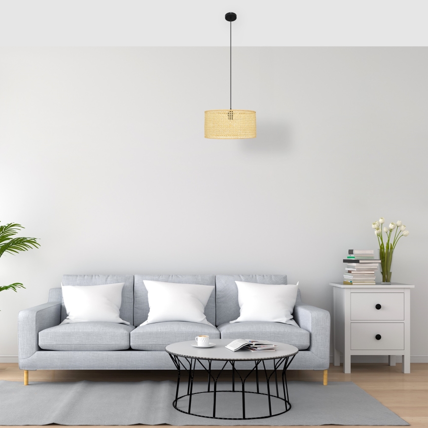 Candelabro suspenso ALBA 1xE27/15W/230V diâmetro 40 cm vime/preto