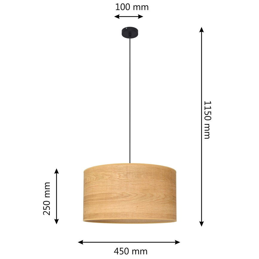 Candelabro suspenso ALBA 1xE27/15W/230V diâmetro 45 cm castanho/preto