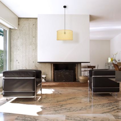 Candelabro suspenso ALBA 1xE27/15W/230V diâmetro 45 cm vime/preto