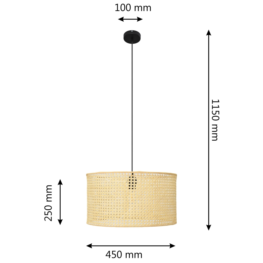 Candelabro suspenso ALBA 1xE27/15W/230V diâmetro 45 cm vime/preto