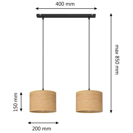 Candelabro suspenso ALBA 2xE27/15W/230V castanho/preto