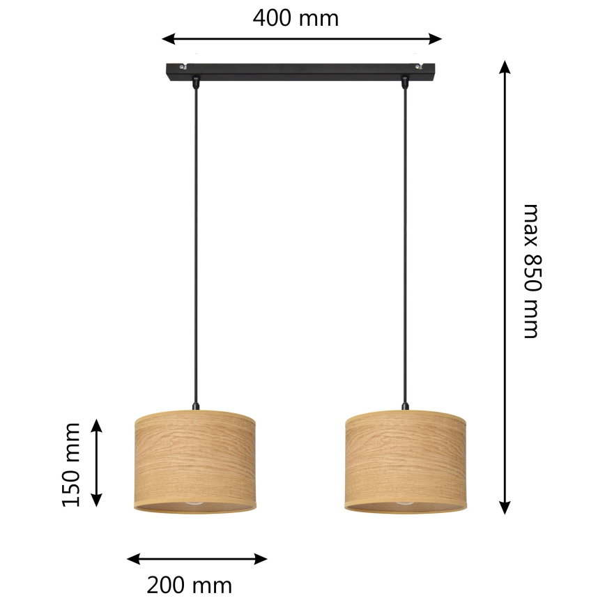 Candelabro suspenso ALBA 2xE27/15W/230V castanho/preto