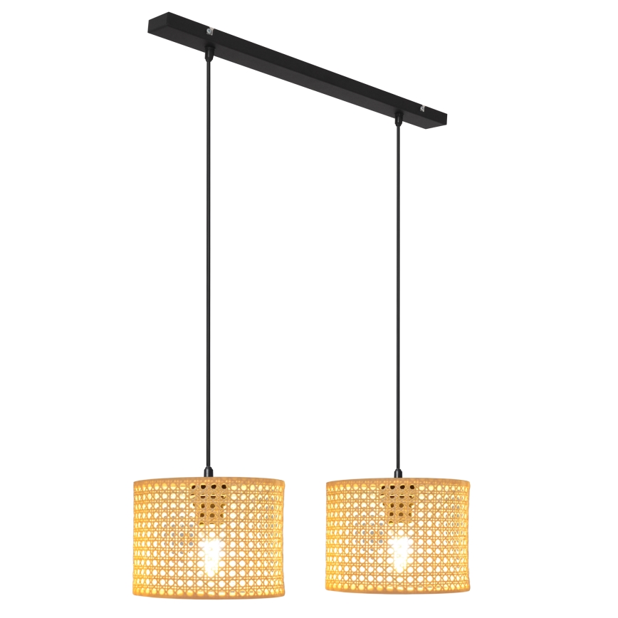 Candelabro suspenso ALBA 2xE27/15W/230V vime/preto