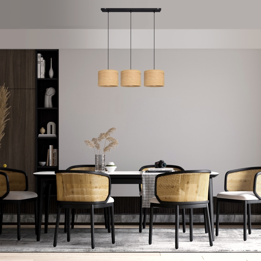 Candelabro suspenso ALBA 3xE27/15W/230V castanho/preto