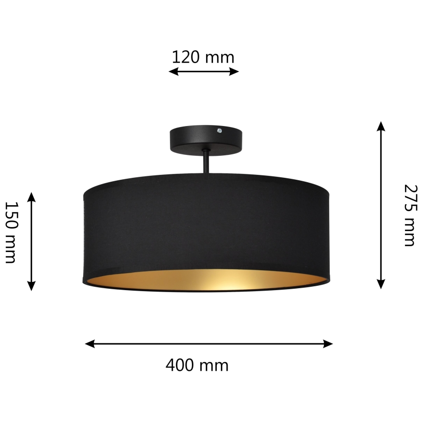 Candelabro suspenso ALBA 3xE27/15W/230V preto/dourado