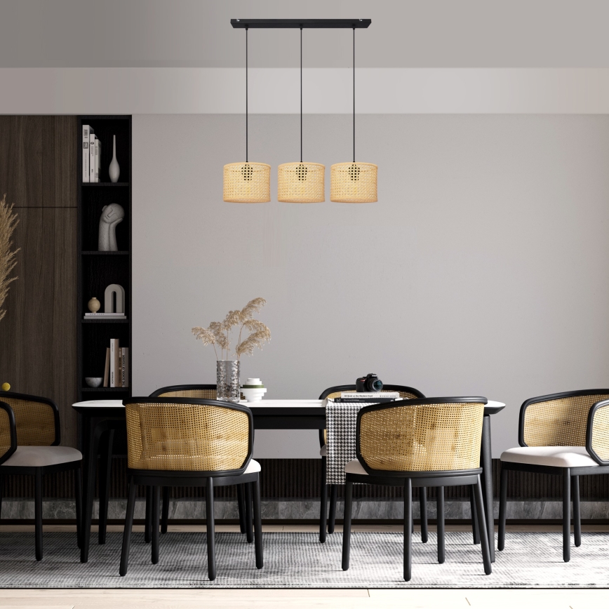 Candelabro suspenso ALBA 3xE27/15W/230V vime/preto