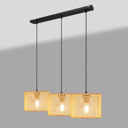 Candelabro suspenso ALBA 3xE27/15W/230V vime/preto