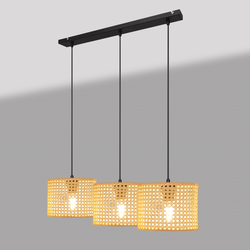 Candelabro suspenso ALBA 3xE27/15W/230V vime/preto