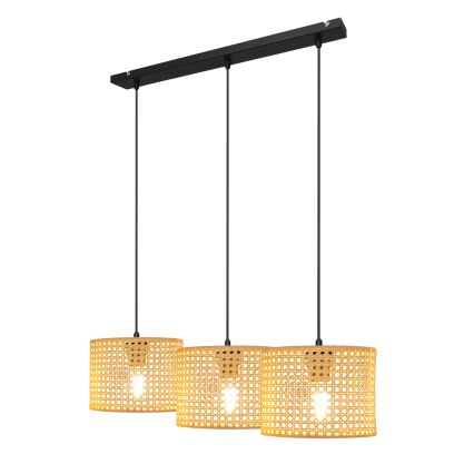 Candelabro suspenso ALBA 3xE27/15W/230V vime/preto