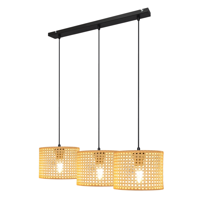 Candelabro suspenso ALBA 3xE27/15W/230V vime/preto