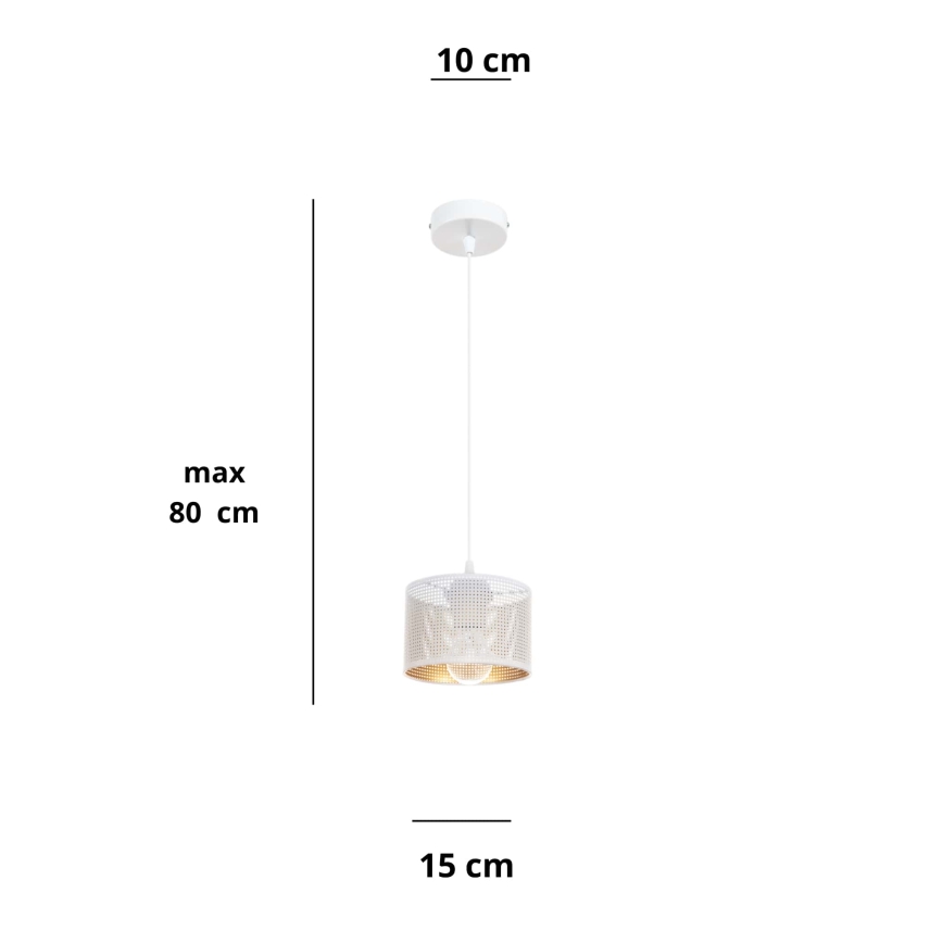 Candelabro suspenso ALDO 1xE27/60W/230V diâmetro 15 cm branco