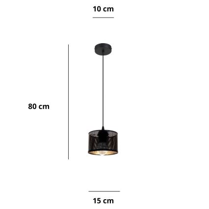 Candelabro suspenso ALDO 1xE27/60W/230V diâmetro 15 cm preto