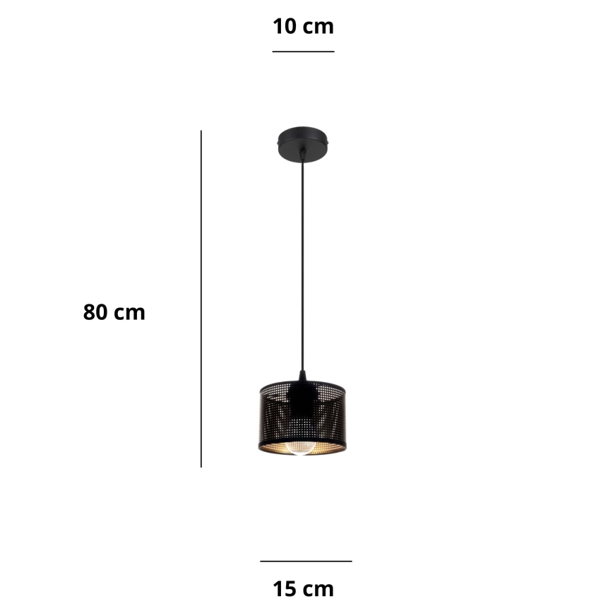Candelabro suspenso ALDO 1xE27/60W/230V diâmetro 15 cm preto