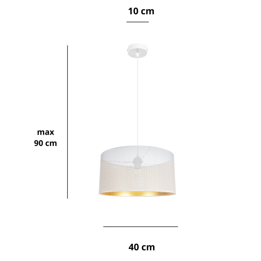 Candelabro suspenso ALDO 1xE27/60W/230V diâmetro 40 cm branco