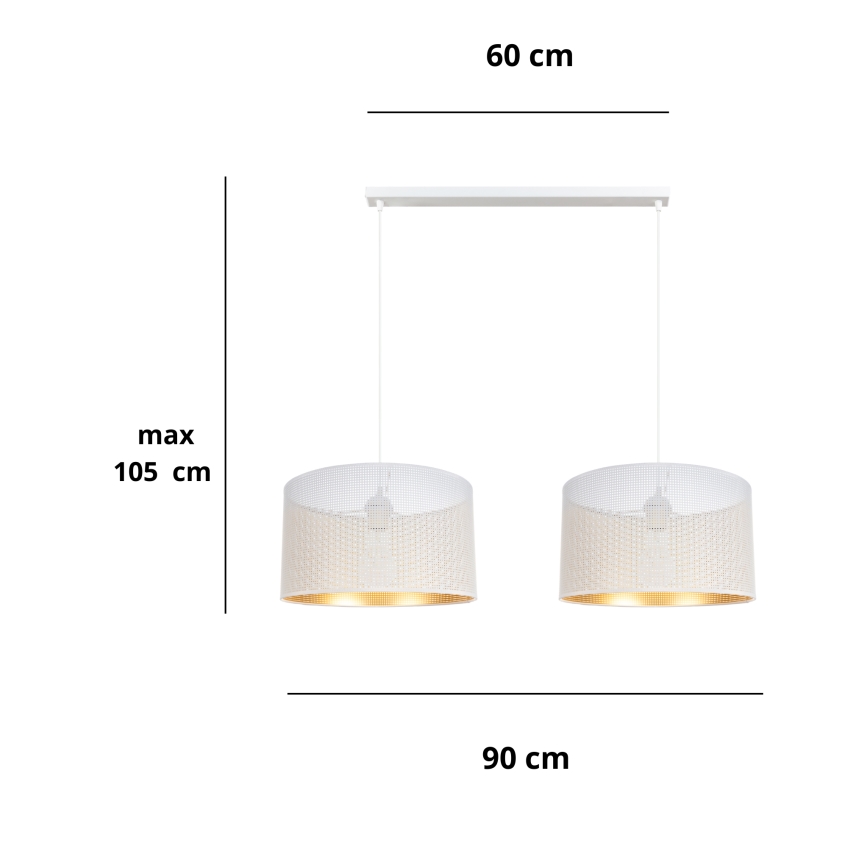 Candelabro suspenso ALDO 2xE27/60W/230V branco