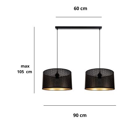 Candelabro suspenso ALDO 2xE27/60W/230V preto
