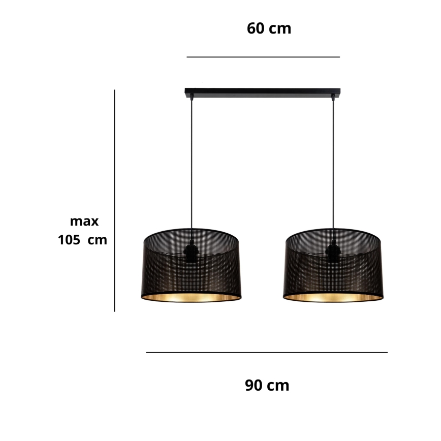 Candelabro suspenso ALDO 2xE27/60W/230V preto