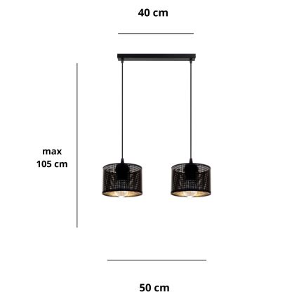 Candelabro suspenso ALDO 2xE27/60W/230V preto