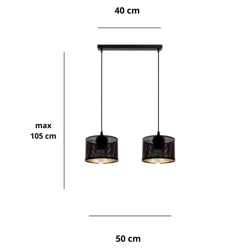 Candelabro suspenso ALDO 2xE27/60W/230V preto