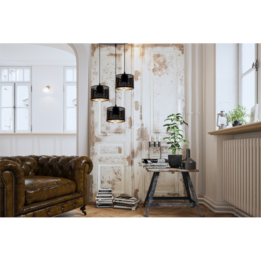 Candelabro suspenso ALDO 3xE27/60W/230V diâmetro 40 cm preto