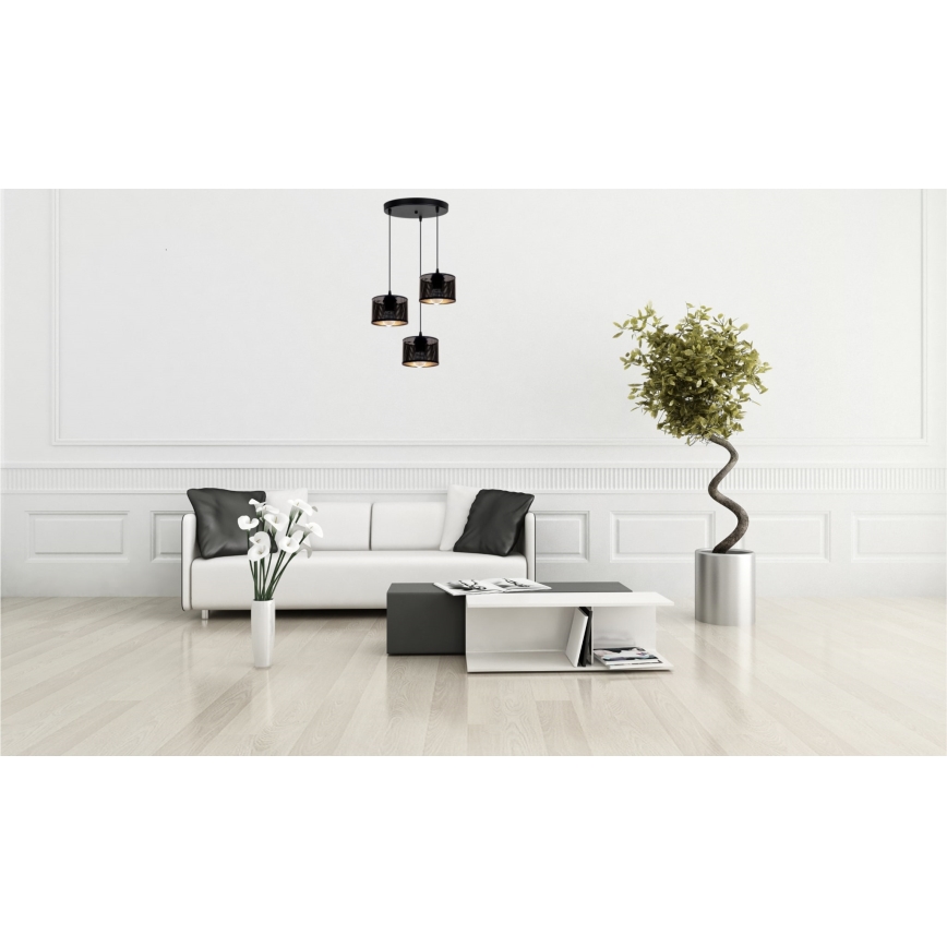 Candelabro suspenso ALDO 3xE27/60W/230V diâmetro 40 cm preto
