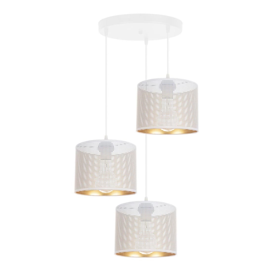 Candelabro suspenso ALDO 3xE27/60W/230V diâmetro 45 cm branco