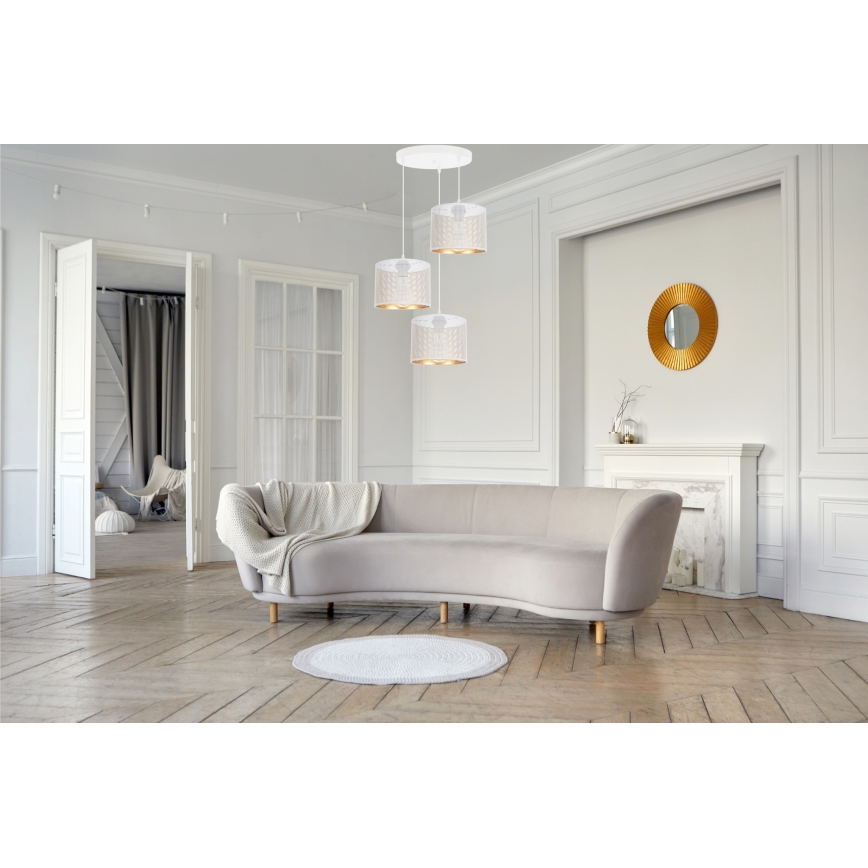 Candelabro suspenso ALDO 3xE27/60W/230V diâmetro 45 cm branco