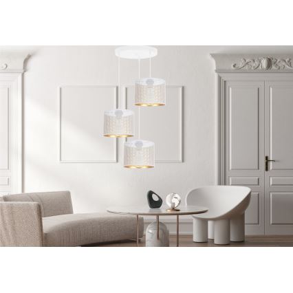 Candelabro suspenso ALDO 3xE27/60W/230V diâmetro 45 cm branco